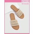 thumbnail image 5 of Destination Collection Women Braided Detail Single Band Open Toe Comfortable Vacation Summer Outdoor Beige Fabric Flat Sandals, 5 of 5