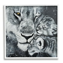 Stupell Industries Loving Baby Tigers Cuddling Mother Monochrome Portrait , 24 x 24, Design by Britt Hallowell
