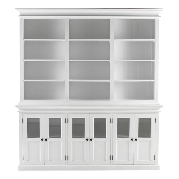 Hutch Unit with 6 Glass Doors Solid Wood Halifax in White