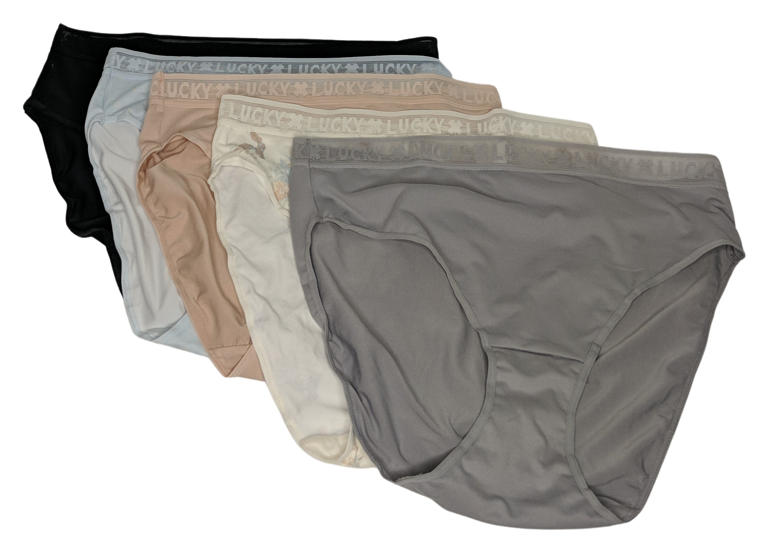 Lucky Brand Panties Sz S Ladies Hi Cut, 5pack Multi Soild/Floral