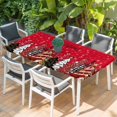 thumbnail image 2 of Christmas Trees Table Cloths for 5 Foot Rectangle Tables, Red Xmas Pine Tree Snowflake Plaid Patio Waterproof Elastic Fitted Tablecloths, Washable Rectangular Table Cover for Camping, 2 of 8