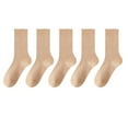 thumbnail image 2 of Viluyesy Crew Socks for Womens, Solid Stretch Breathable Cotton Mid-Tube Casual Basic Socks 5-Pack Khaki, 2 of 3