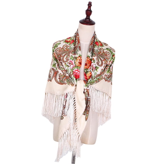 Fashion Tassels Trimmed Cotton Scarf Sun Protection Cold Weather Essential Shawl