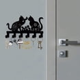 thumbnail image 4 of Colgador de llaves de metal con forma de gato para colgar en la pared, de hierro, con 6 ganchos, organizador de llaves de metal, color negro, 4 of 9