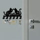 thumbnail image 4 of Colgador de llaves de metal con forma de gato para colgar en la pared, de hierro, con 6 ganchos, organizador de llaves de metal, color negro, 4 of 9