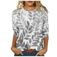 thumbnail image 2 of Blczomt Gray Womens Tops 3/4 Sleeve Graphic Loose Tees Casual Fashion Spring Crewneck Ladies Blouse, 2 of 5