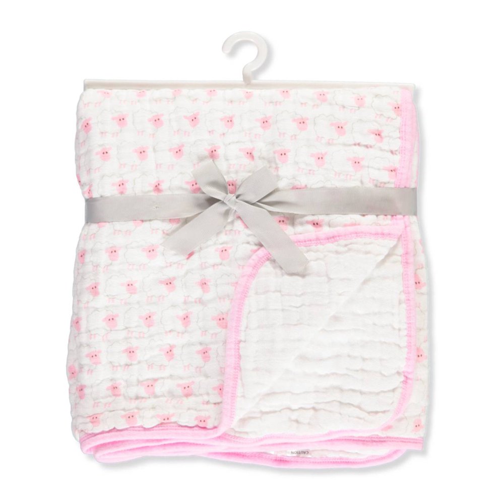 Hudson Baby Tranquility Dream Muslin Blanket Pink Sheep
