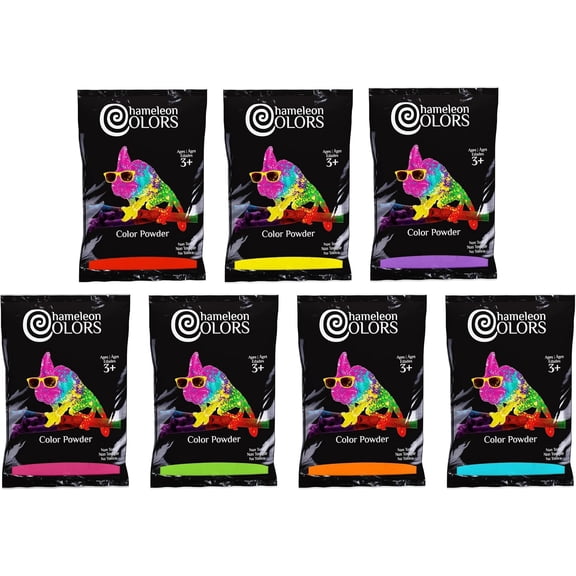 Chameleon Colors Rainbow Color Powder, 7 Colors of Holi Color, 7 Pounds (1 Pound per Bag), Pack of 7