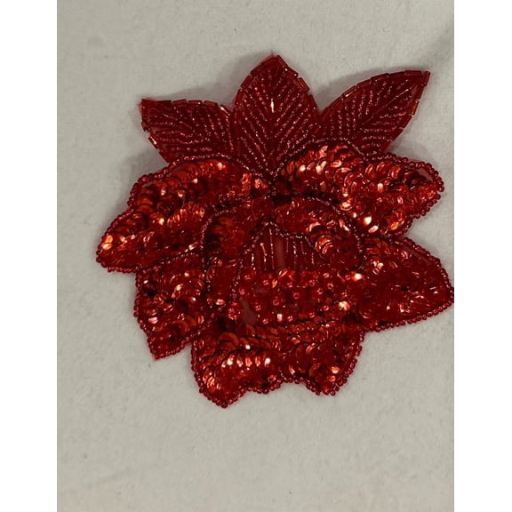 Floral Sequin Appliqué-Red