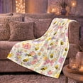 thumbnail image 6 of Buzzing Bee Flowers Easter Theme Whimsical Watercolor Art, Festive Botanical Garden Scene, Warm Flannel Blanket for Sunroom and Reading Nook, Garden Lovers Easter Gift, Festive Home Decor, 6 of 9