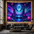 thumbnail image 6 of Moonlit Waterfall With Lotus Flowers and Planets in Cosmic Nebula Sky, Dreamy Fantasy for Space Lovers, Celestial Wall Art, Housewarming Gift Tapestry Wall Hanging for Living Room and Bedroom, 6 of 7