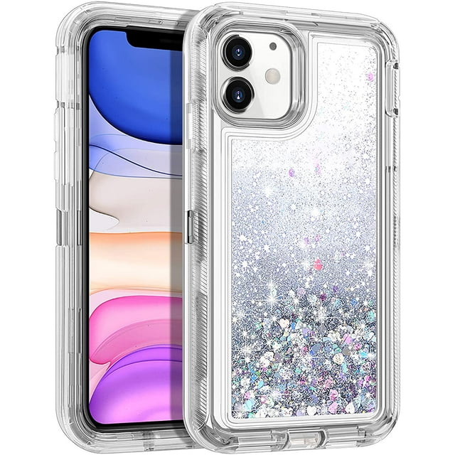 iPhone 11 Case Glitter Liquid Sparkle Floating Shiny Quicksand Clear Soft TPU