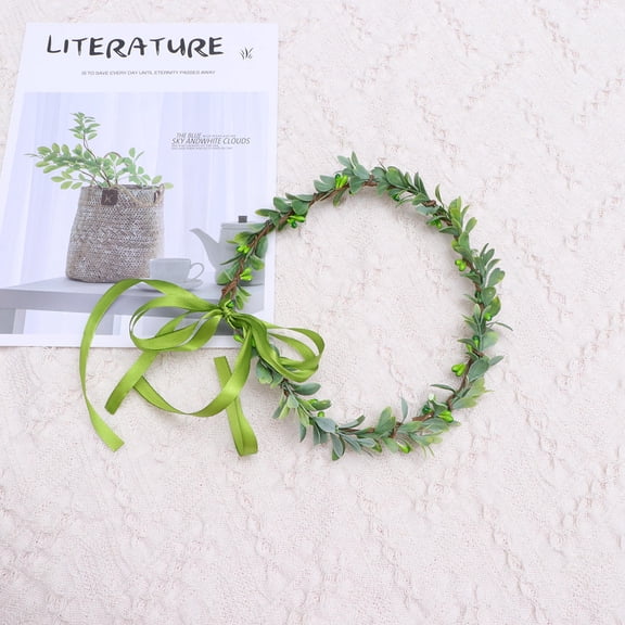 DINHEAROM 1Set Green Leaf Floral Crown Wreath Headwear For Women Girls Brides Party Weddings