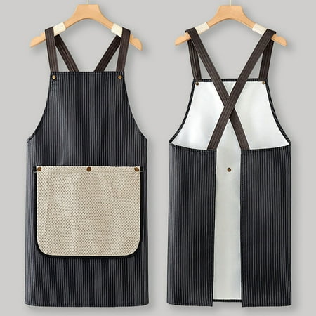 Vxdvou Waterproof Apron with Detachable Hand Towel Oil-Proof & Spill-Resistant Kitchen Apron Adjustable Back-Straps Absorbent Hand Towel for Cooking & Crafting Kitchen Accessories Black