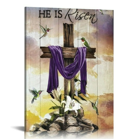 Christian Jesus Wall Art Jesus Leaves the Tomb Canvas Painting Resurrected Savior Leaves the Tomb Posters Prints He Is Risen Pictures for Church Home Bedroom living room Home Wall Decor Framed