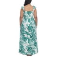 thumbnail image 3 of Raviya GREEN Plus Size Floral-Print Smocked-Bodice Maxi Dress Cover-up, US 0X, 3 of 3