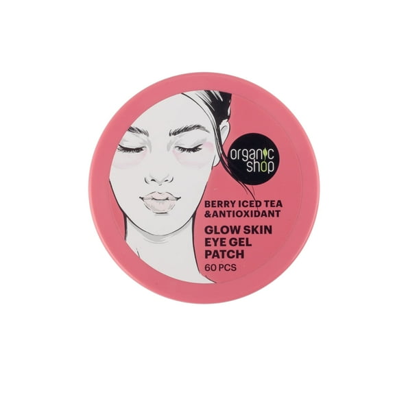 Organic Shop Berry Iced Tea  Hydrogel Eye Patches, Antioxidant Glow for Dark Circles, Fight Wrinkles & Fine Lines, Dark Spots, Texture Repair Vegan & Organic. 60 PCS.