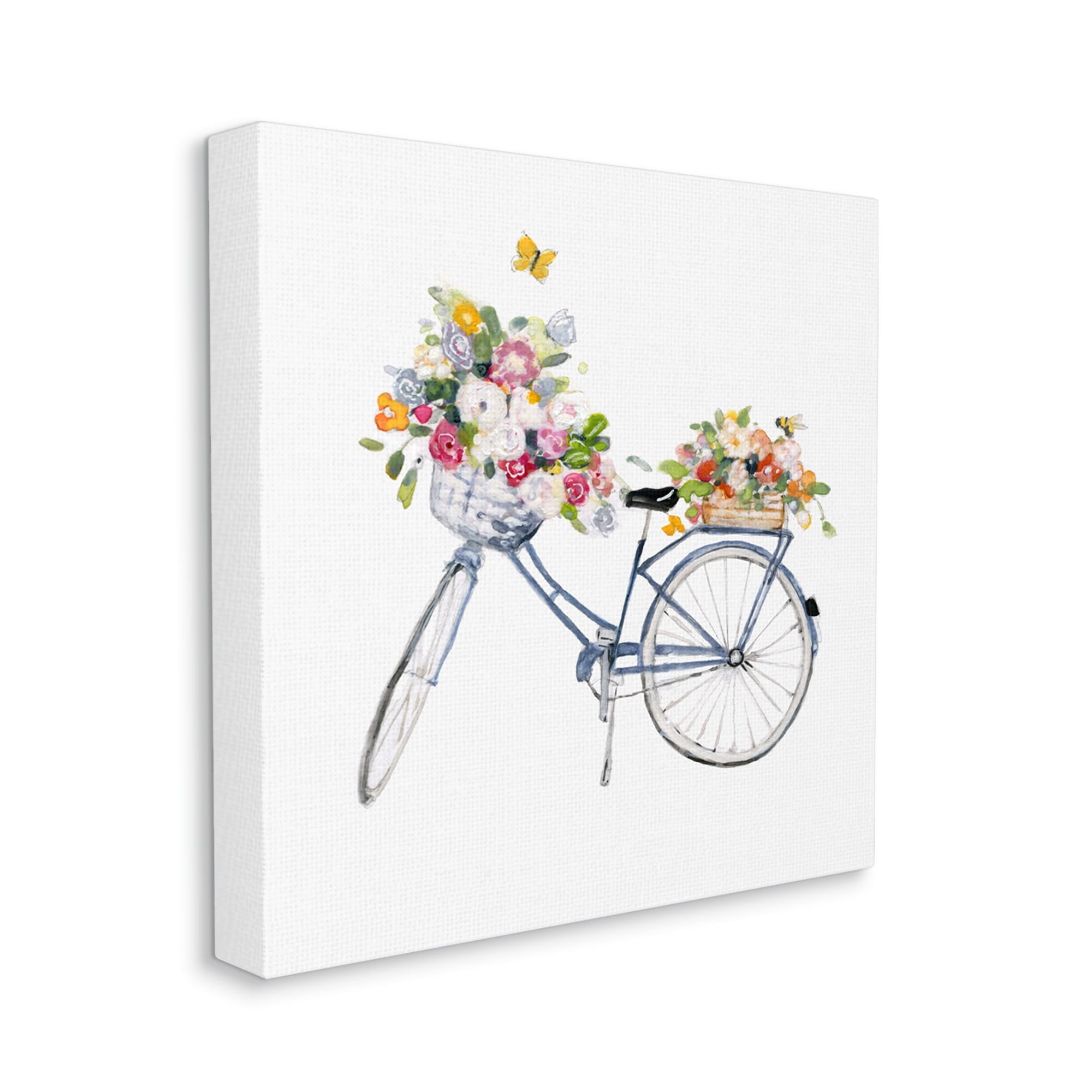 Stupell Industries Vintage Bicycle Flower Bouquet Baskets Butterflies Paintings Gallery-Wrapped Canvas Print Wall Art, 24x24, by Sally Swatland