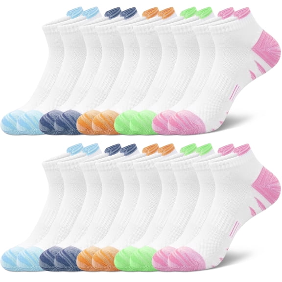 Loritta Secret 10 Pairs Women's Low Cut Ankle Socks Stretchy Breathable Athletic Socks for Women,Size 6-8