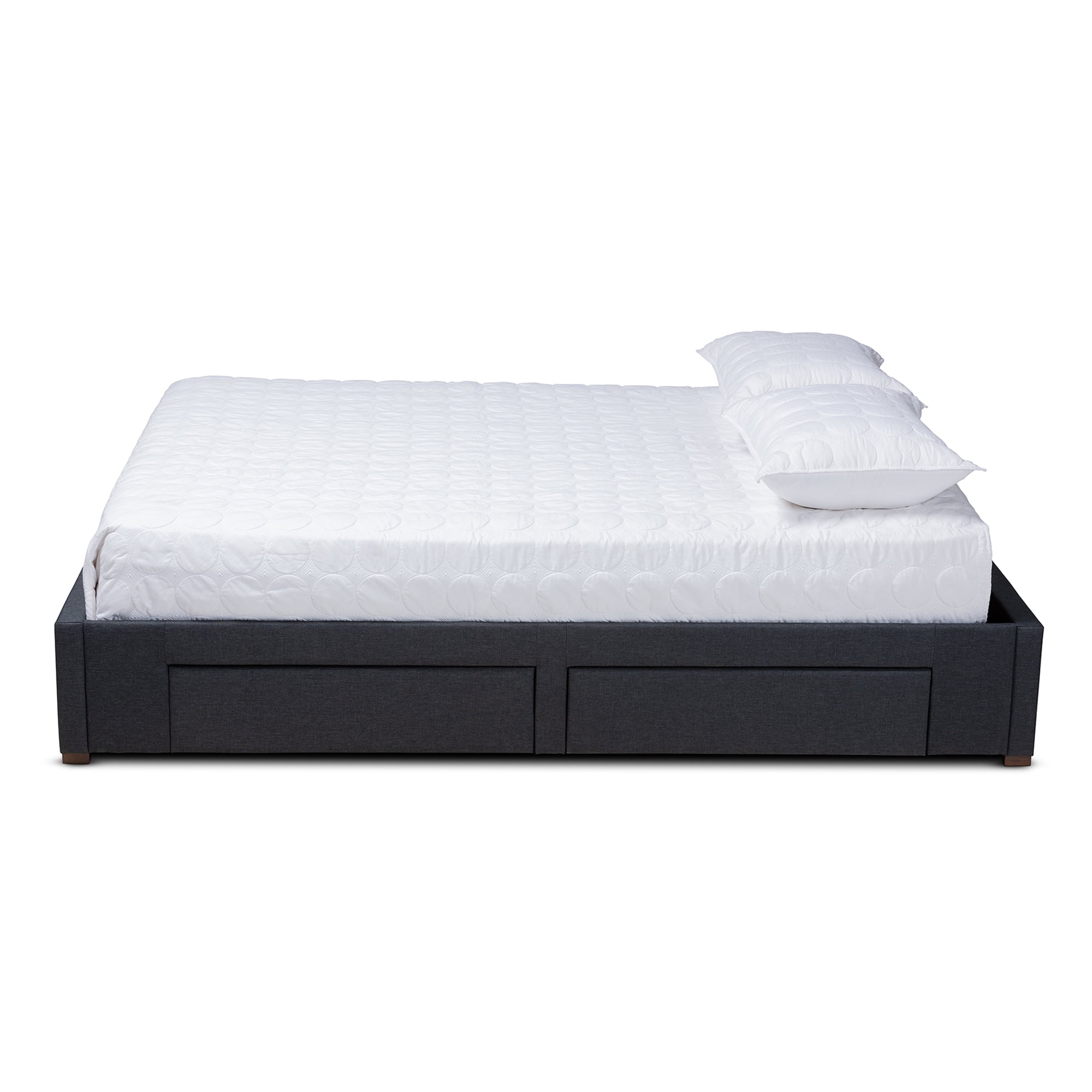 Baxton Studio Leni Modern and Contemporary Dark Grey Fabric Upholstered 4-Drawer Queen Size Platform Storage Bed Frame