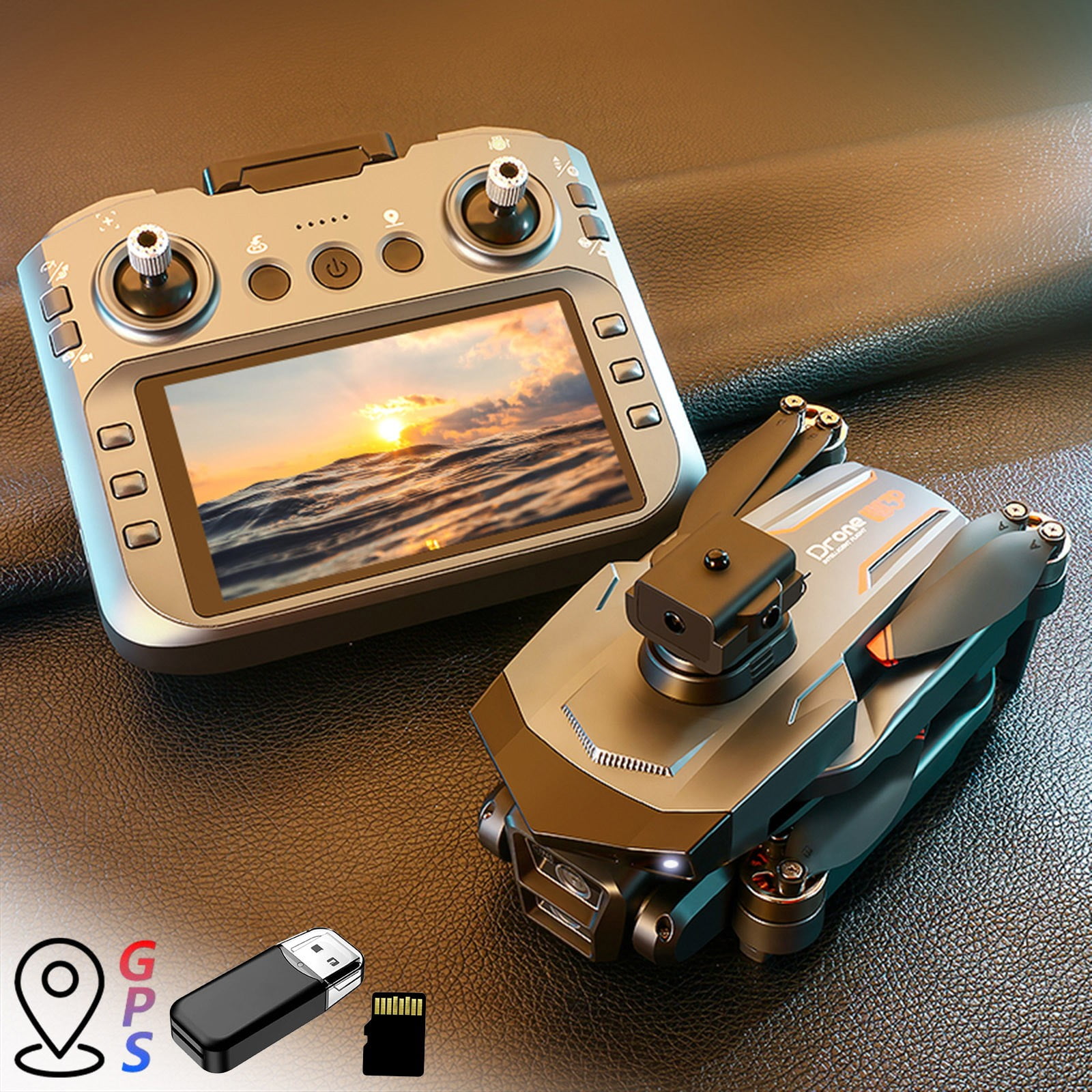GPS Drone with 4.5 Inch Screen, Folding Body, 360掳intelligent obstacle avoidance, Brushless Motor And Cool LED Lights Drones with Storage Cad, Remote Control Toys Gifts