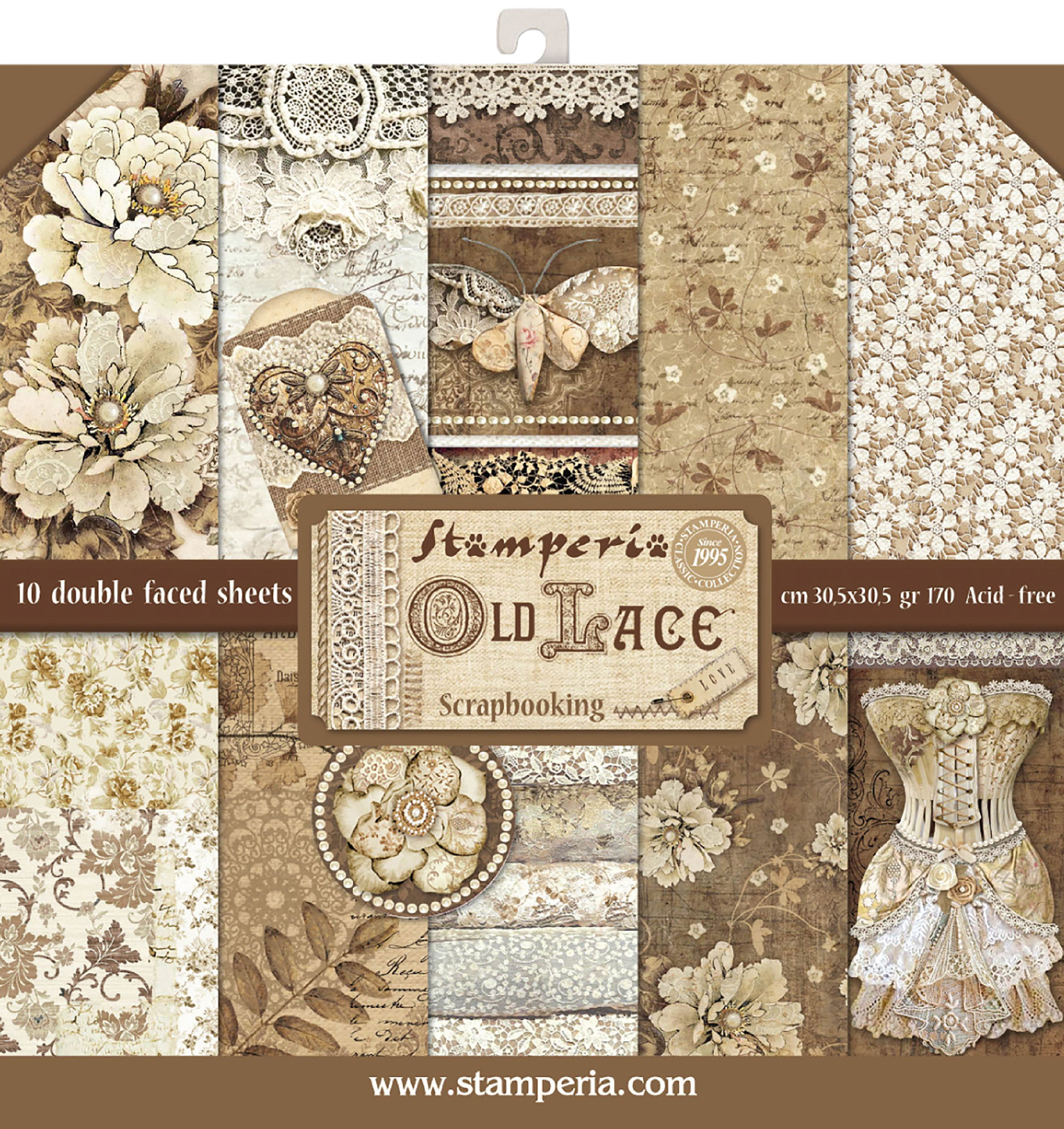 Stamperia DoubleSided Paper Pad 12"X12" 10/PkgOld Lace, 10 Designs/1
