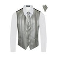 thumbnail image 4 of Men's Premium Wide Vertical Lines Tone on Tone Stripes Vest - NeckTie – Bow Tie - Pocket Square 4 Piece Set for Suits & Tuxedos-Many Colors, 4 of 4
