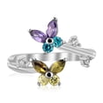 thumbnail image 1 of 925 Silver Rhodium Plated Floral Toe Ring Multi-Tone Cubic Zirconia, 1 of 2