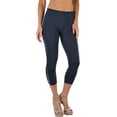 thumbnail image 4 of ToBeInStyle Women's Rhinestone Accent Ruched Capri Leggings, 4 of 7