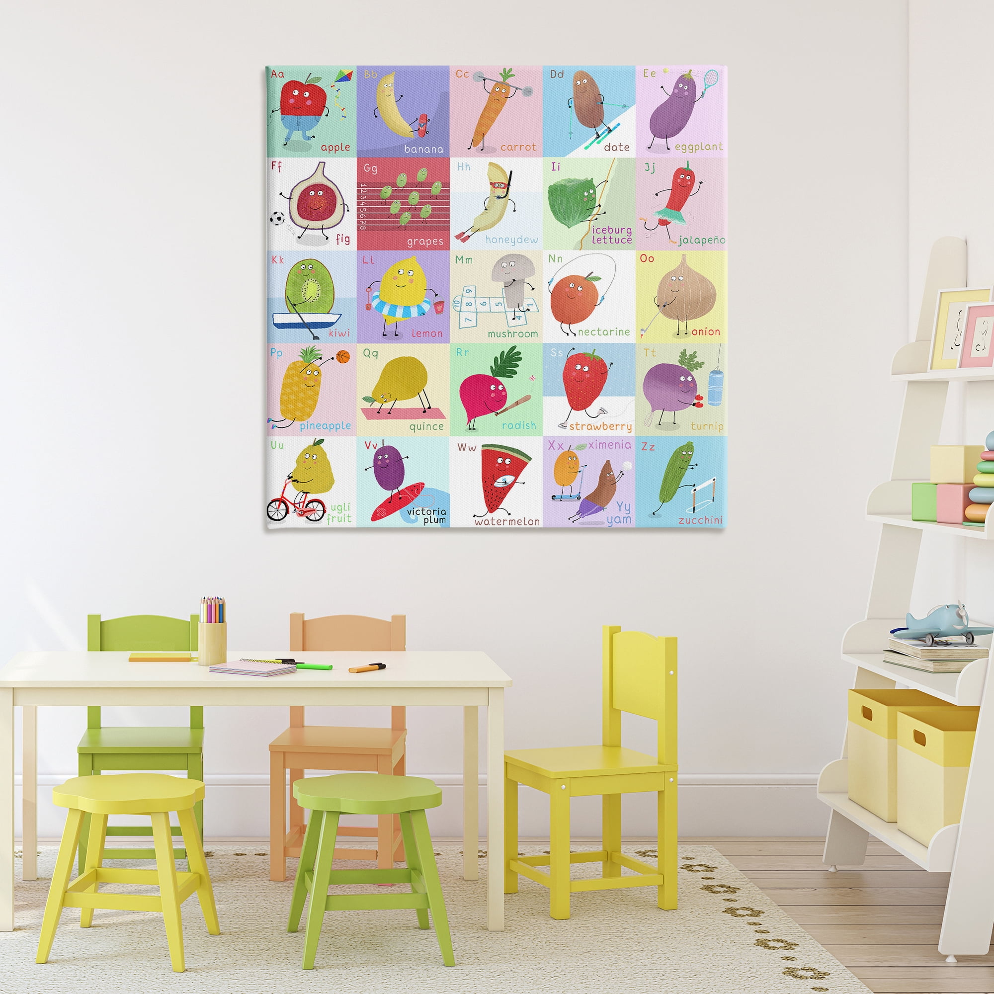 Stupell Industries Sporty Fruit Educational Canvas Wall Art, design by Carla Daly