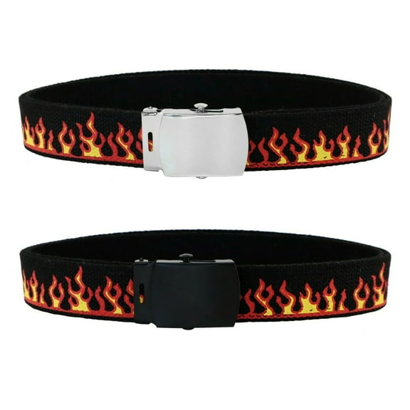 Flame Adjustable Canvas Military Web Belt With Metal Buckle 32 to 72