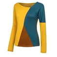 thumbnail image 3 of Babysbule Womens Long Sleeve Tops Clearance Women Splicing Color Collision Long Sleeves Plus Size Easy Tops Blouse, 3 of 7
