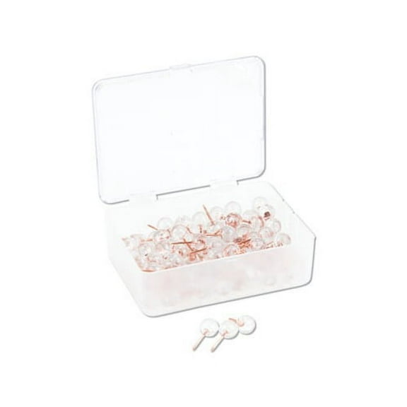 Fashion Sphere Push Pins Plastic, Clear/Rose Gold, 7/16", 100/Pack