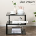 thumbnail image 6 of Homiyad 20" Modern End Table, Accent Side Table, S-Shaped Coffee Table with Storage Shelf and Steel Poles, Black, 6 of 8