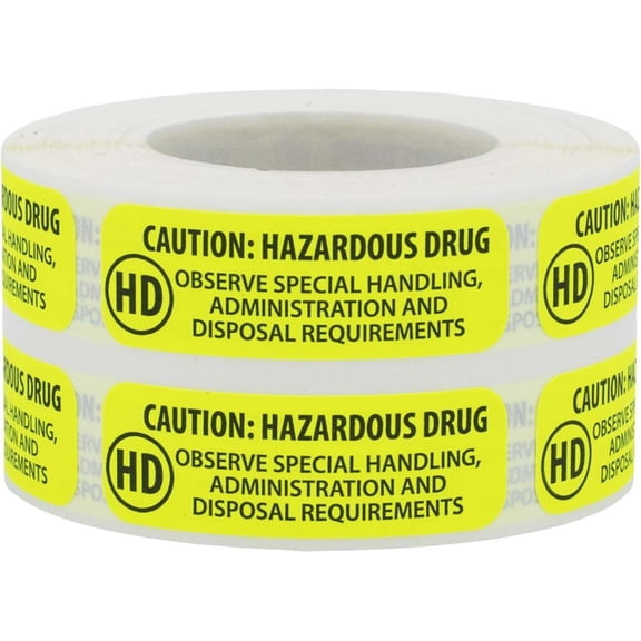 Labels CAUTION: HAZARDOUS DRUG: OBSERVE SPECIAL HANDLING, ADMINISTRATION AND DISPOSAL REQUIREMENTS | 0.5 x 1.5" - 500 Pack