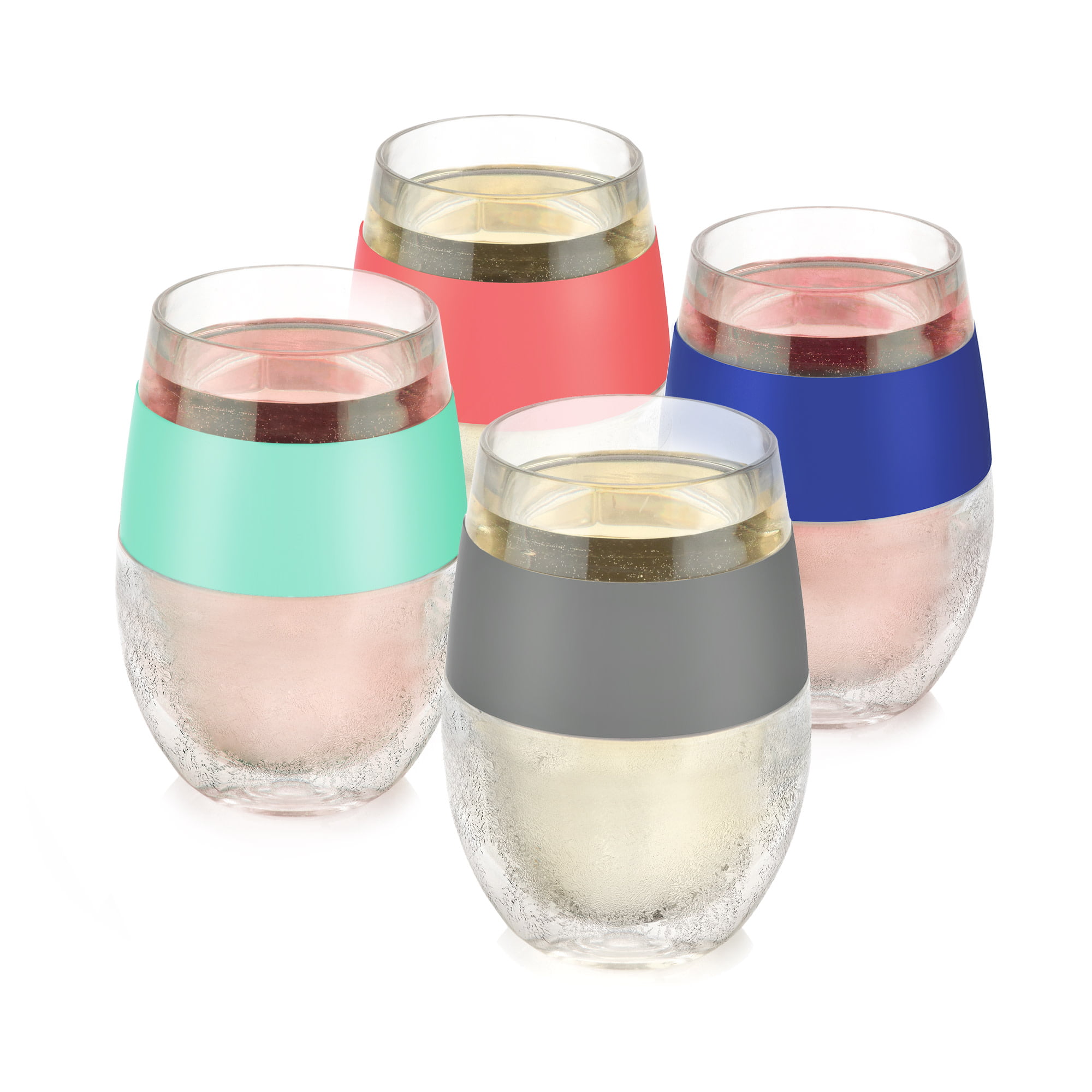 Unbreakable Double Walled 16-Ounce- Set 4 Estilo Stainless Steel Stemless Wine and Cocktail Cups