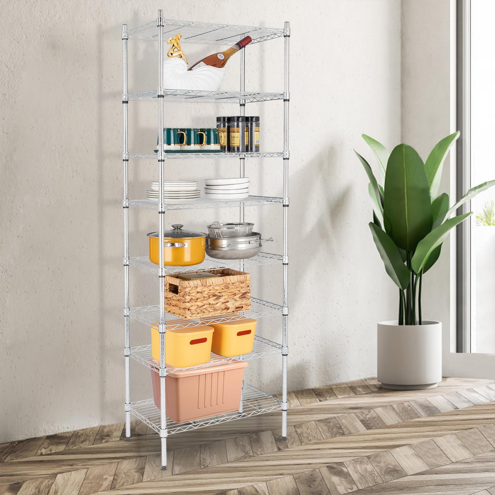 Zimtown 24"D x 14"W x 71"H Heavy Duty 8-Layer Wire Shelving System Chrome, Chrome