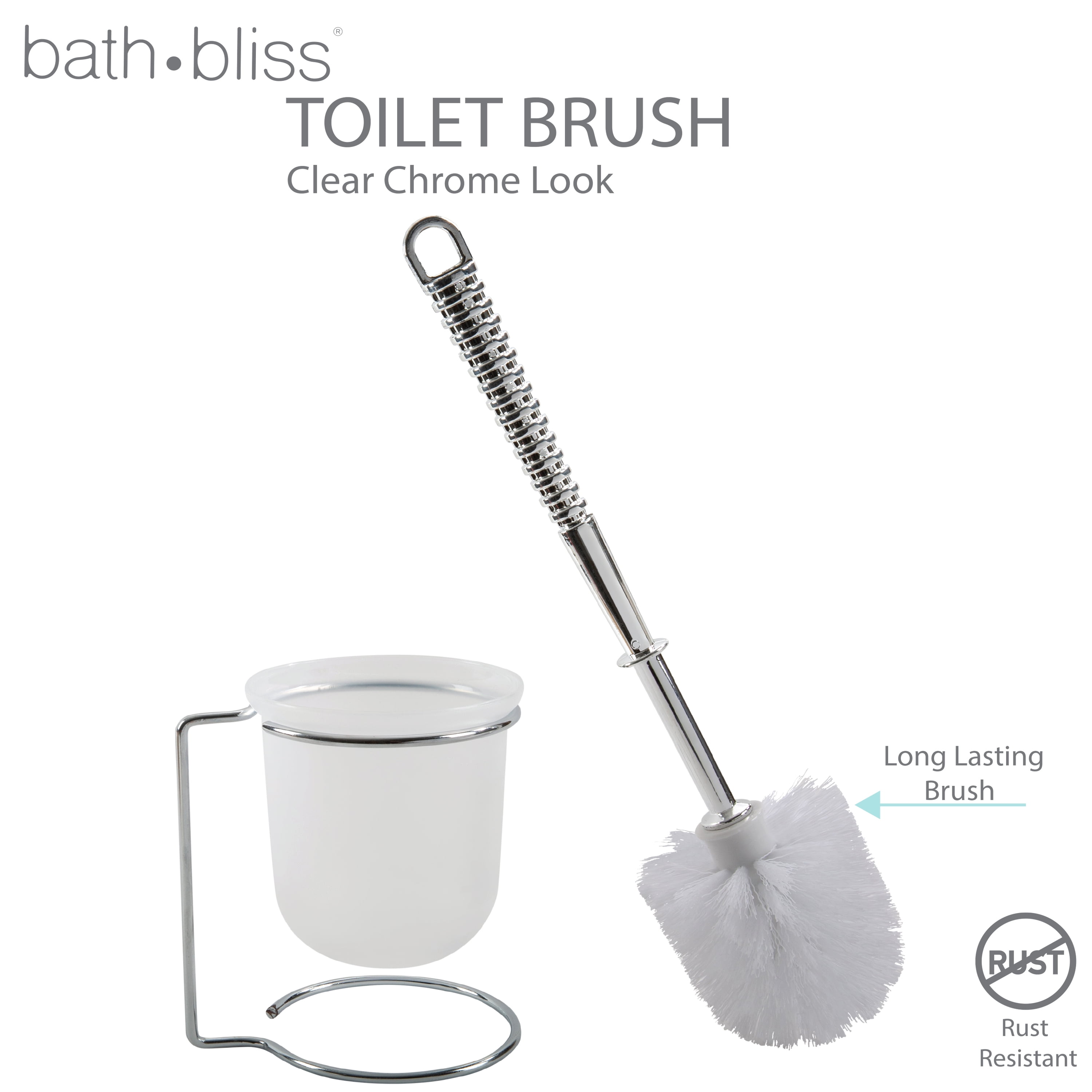 Bath Bliss 2 Pack Steel Toilet Brush and Holder in Chrome