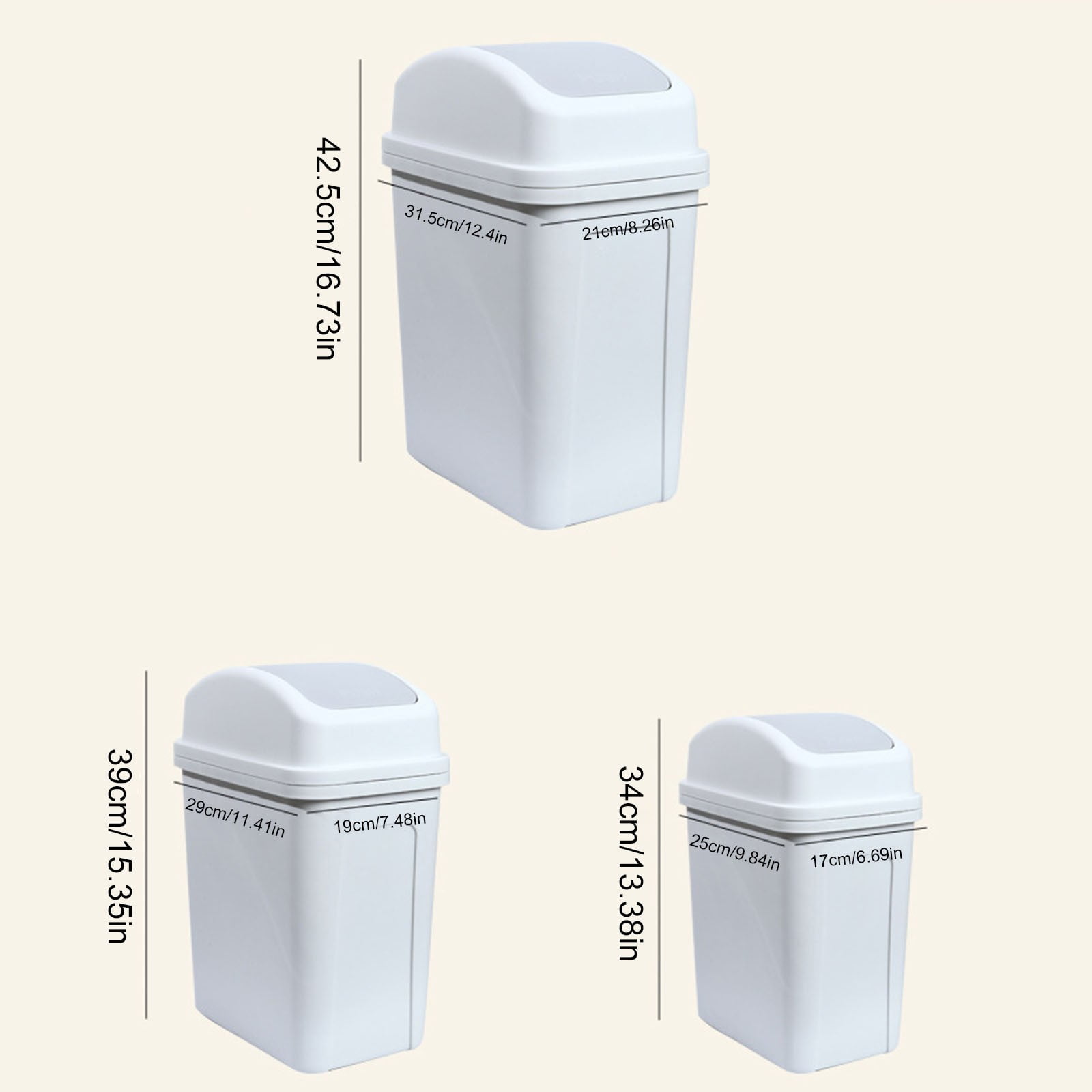 kjfeif Bathroom Trash Can with Lid Plastic Garbage Can with Lid Waste Basket Trash Garbage Dog Proof Trash Can for Bathroom Kitchen Living Room Bedroom