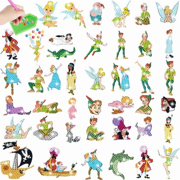 Princess Tinker Bell Diamond Art Painting Sticker Kits for Kids-Cartoon Diamond Gem Stickers Kit,5D Gem Art Stickers Mosaic