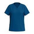 thumbnail image 4 of Travel Outfits for Women New Women's Solid Color V-Neck Pocket Tops with Elastic Drawstring Waist Long Pants Dry Cleaning Hand Clothes Nurse Clothes Set Suit B-36 Navy XL, 4 of 8