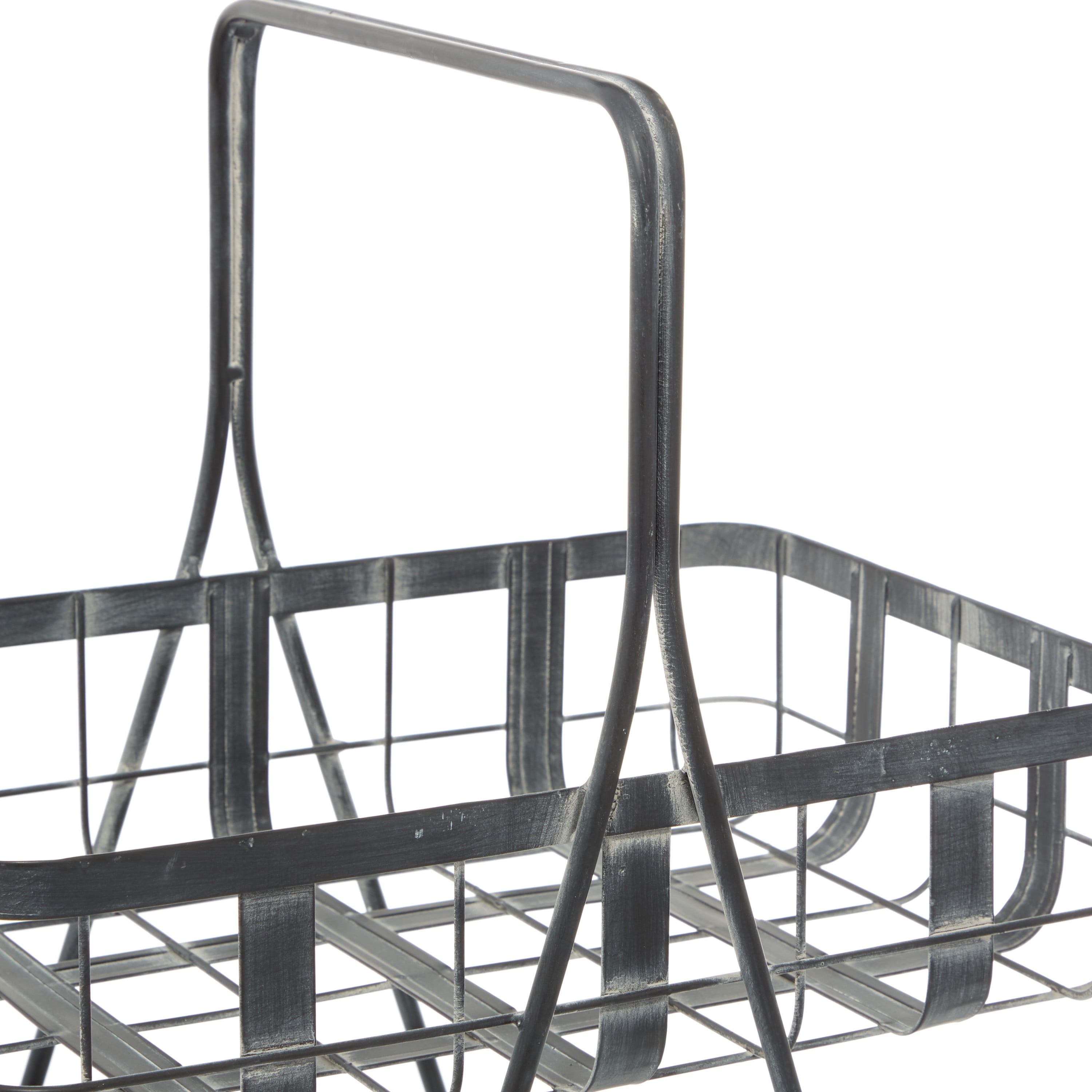 DecMode 18" x 23" Gray Metal Grid Storage Basket, 1-Piece