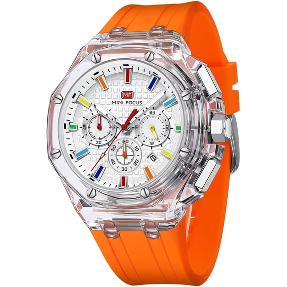 Men Watches,Multifunction Transparent Analog Display Silicone Strap Calendar Quartz Waterproof Trend Wrist Watches for Men