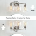 thumbnail image 4 of KAWOTI Bathroom Light Fixtures, 3-Light Modern Vanity Light over Mirror, Wall Lamp with Clear Glass Shades, E26 Socket (Brushed Nickel), 4 of 7