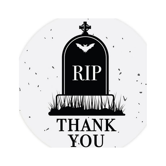 Koyal Wholesale Halloween Thank You Stickers 2 Inch Round 120 Bulk Pk RIP Tombstone Labels For Halloween Party Favors