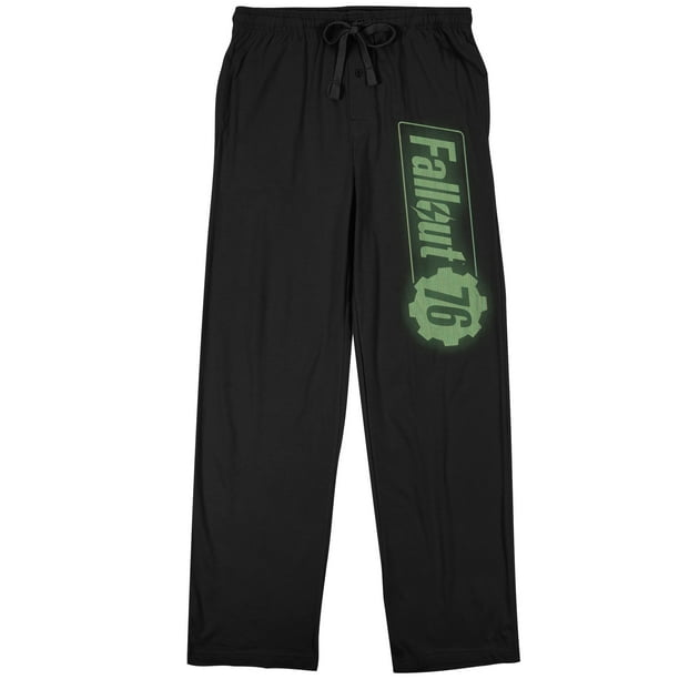 Fallout 76 Neon Green Static Logo Men's Black Drawstring Sleep Pajama Pants  -Large - Walmart.com