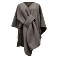 thumbnail image 5 of Womens Large Front Poncho Sweater Wrap Topper Knitted Elegant Shawls Cape for Fall Winter, 5 of 5