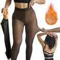 thumbnail image 2 of IDALL Fleece Lined Tights for Women Thermal Pantyhose Translucent Winter Warm Tights Thick Leggings Brown M, 2 of 5