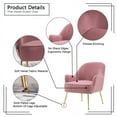 thumbnail image 5 of Accent Chair with Arms Upholstered Velvet Side Chairs for Living Room Bedrooms Comfy Decortive Modern Mid-Back Leisure Chair with Adjustable Footpad(Pink), 5 of 7