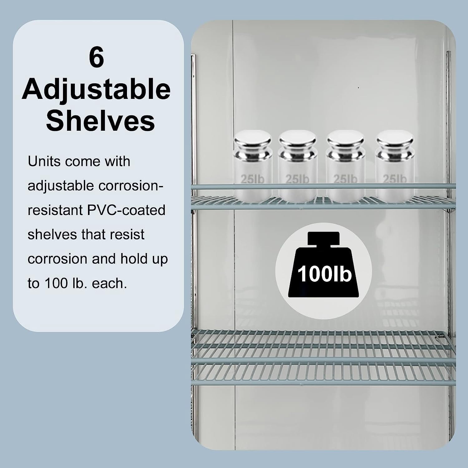 Smad 47 Cu ft Commercial Refrigerator, Frost Free Upright Display Reach-in Fridge, Stainless Steel